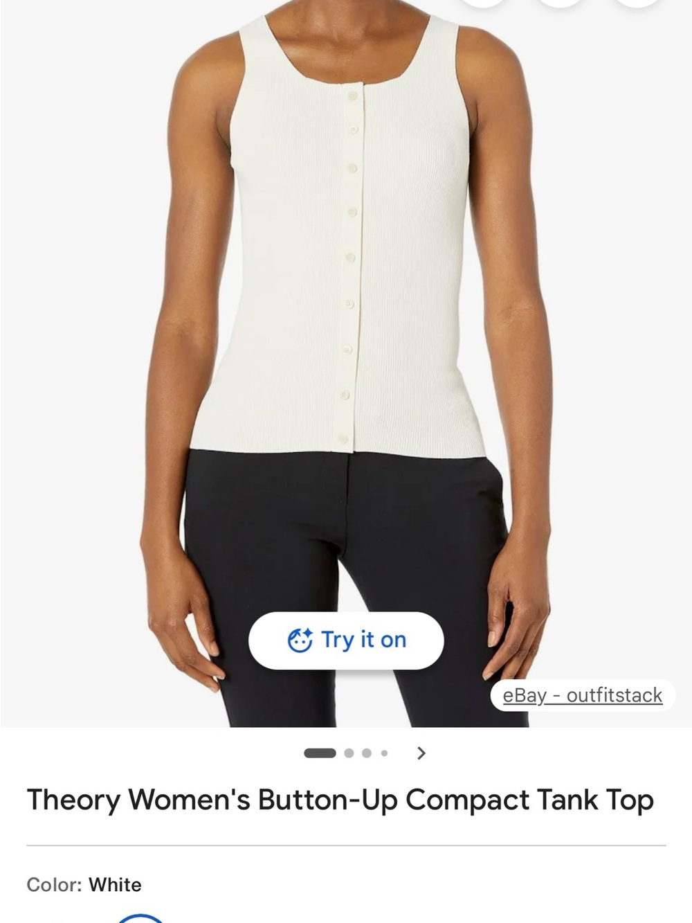 Theory-Women's White Button-Up Compact Tank Top